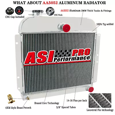 3 Rows Aluminum Radiator For 41-1952 43 Plymouth Concord Special Deluxe Suburban • $139