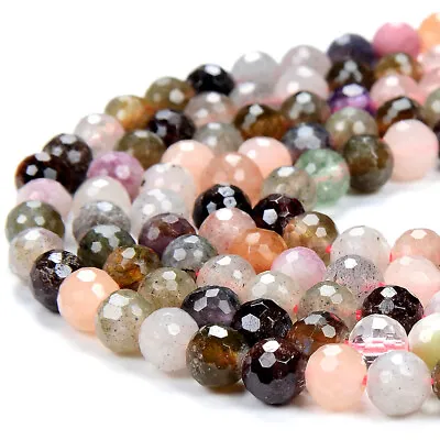 Natural Multi Color Mix Stones Gemstone Micro Faceted Round 5MM 6MM Beads (P76) • $7.59