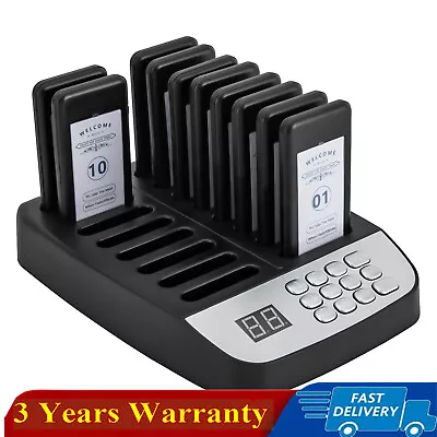 Black Restaurant Pager System 10 Pagers With Vibration Light Dripping Sound • $57