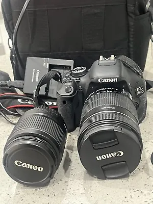 Canon EOS 600D 18.0 MP Digital SLR Camera - Black (with EF-S 18-135 & 18-55 +bag • $470
