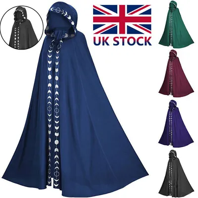 Women Men Halloween Hooded Cloak Medieval Wizard Fancy Dress Pagan Witch Cape XG • £28.39