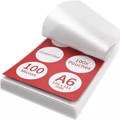 Laminating Pouches Glossy Finish A6-100 Pack 200 Micron (2 X 100 Micron) • £5.35