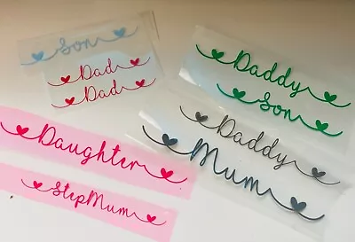 £2 • Buy Iron On Name Family  Heat Transfer Decal Sticker Htv Customise Fun Clothing 