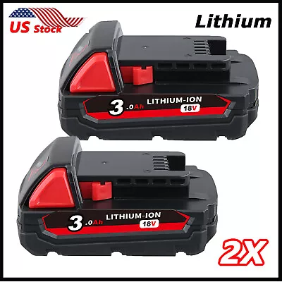 2Pack For Milwaukee 48-11-1820 Lithium Ion Battery Compact M-18 18Volt 18V 3.0AH • $30.59