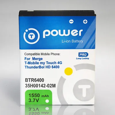 $141.99 • Buy For HTC Merge T-Mobile MyTouch 4G ThunderBol HD-6400 Extended Battery 1550mAh