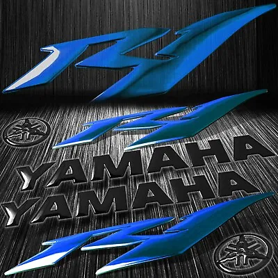 5.75 Black 3D Vinyl Logo&Letter Decal+6 Blue Fairing Body Sticker YZF-R1/R1S/R1M • $22.88