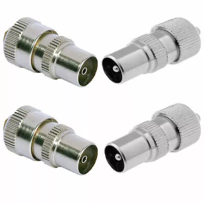 2 X Male 2 X Female Tv Aerial Coax Cable Connectors Plugs Sockets Adapter • £2.95