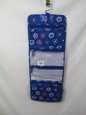 Vera Bradley Cosmetic Bag Ellie Flowers Blue Floral Hanging Organizer Zip New • $36.99