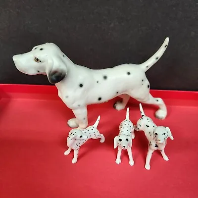 Vintage Lot Of 4 Dalmatian Dogs Firehouse Mascot Figurine 1 Ucagco 3 Porcelain  • $58.95