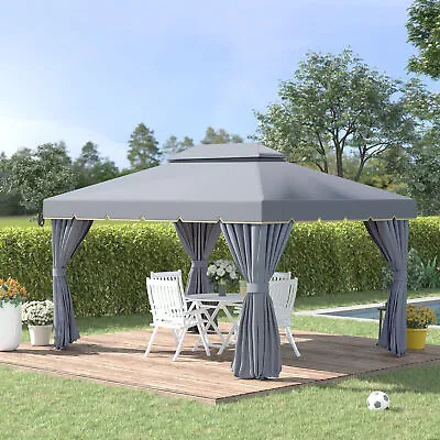 3 X 4m Aluminium Gazebo Marquee Canopy Pavilion Patio Garden Party Tent Grey • £293.99