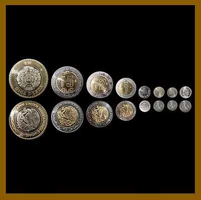 Mexico 5 10 20 50 Centavos & 1 2 5 10 Pesos (8 Pcs Coin Full Set) 2001-2018 Unc • $14.99