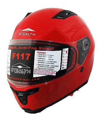 Vega 4100-032 Stealth F117 Full Face Helmet With Chin Strap Red Small • $149.99