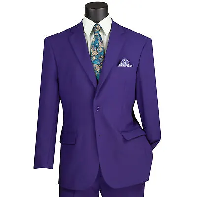 LUCCI Men's Purple 2-Button Classic-Fit Poplin Polyester Suit - NEW • $85