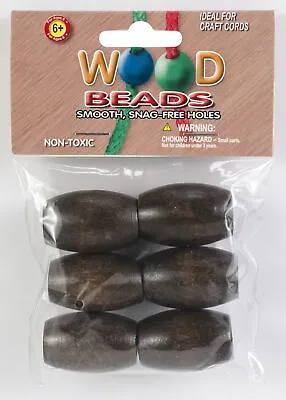 Oval Wood Beads 32mmX22mm 6/Pkg-Walnut PWB3222-01 • $5.99