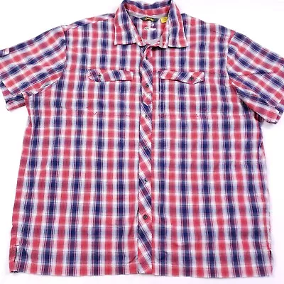 Cabelas Fishing Shirt Mens 2XL Blue Red Plaid 4Most Cool Max Short Sleeve Vented • $14.87