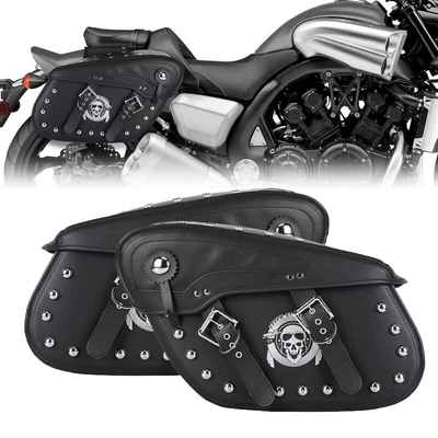 $135.99 • Buy Motorcycle Saddlebags Side Saddle Bags For Yamaha V-Star XVS 1100 1300 Custom