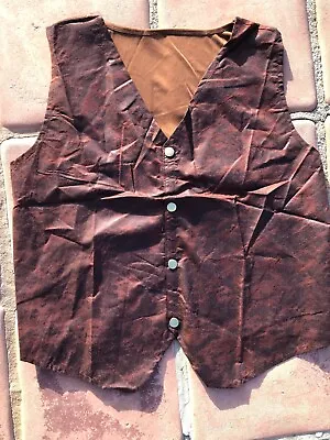 Man's Brown Distressed VEST For Pirate Cowboy Gothic:Halloween Costume: XL Men • $14