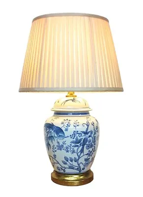 £159 • Buy Blue Ceramic Lamp White Bird Blossom Oriental Porcelain Table Lamp M11488