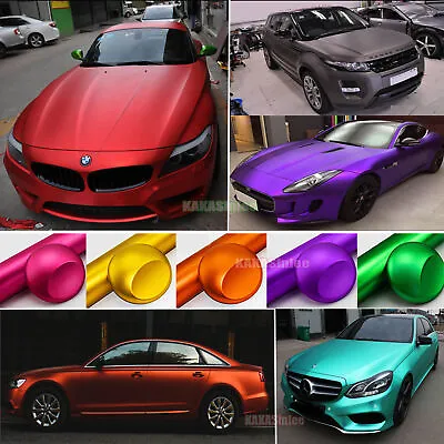 Full Car Wrap - Satin Matte Metal Metallic Chrome Vinyl Sticker Strips Film US • $210.49