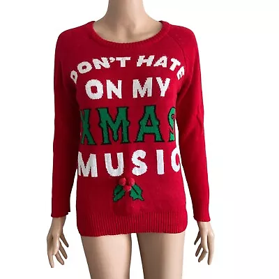 Cold Crush Ugly Christmas Sweater Womens XS Musical Red Pullover • $15