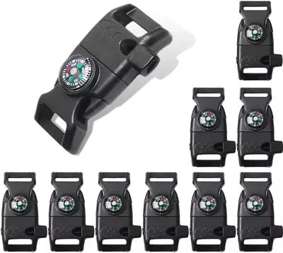 10pcs Black 5/8 Flint Scraper Fire Whistle Buckle For Paracord Bracelet • $13.88