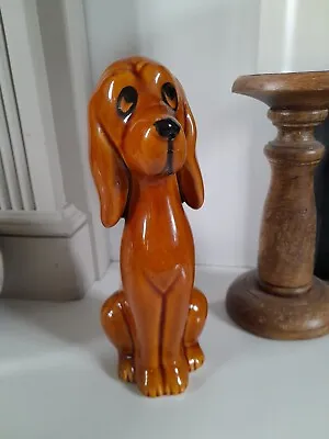 Cute Vintage Sad / Guilty Dog Glazed Orange / Ginger Ornament 70s Holland? • $9.94