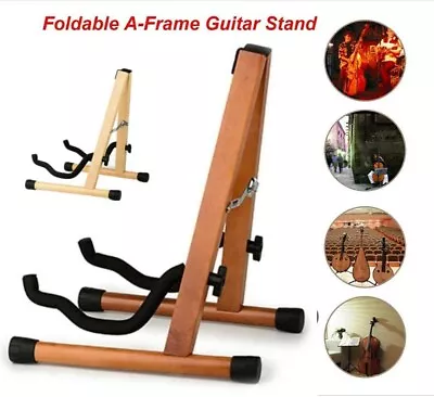 $25 • Buy Folding Guitar Wood Bass Tripod Electric Acoustic Floor Holder Rack