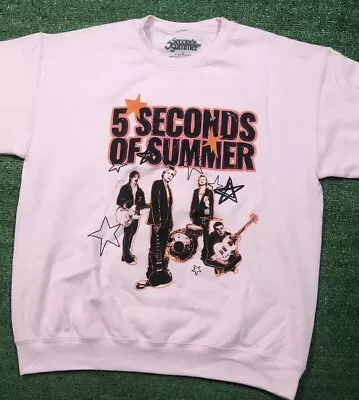 5 SECONDS OF SUMMER Mens Pink  Hoodie Long Sleeve Sweatshirt Size Large • $26.99