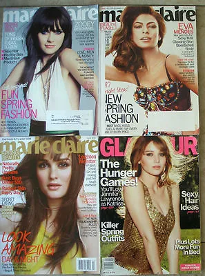 4 Magazines Marie Claire & Glamour  Eva Mendes Jennifer Lawrence Zoey Deschanel • $8.71