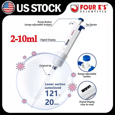 2-10ml Single Channel Pipettor Adjustable Volume Pipette Laboratory Micropipette • $19.99