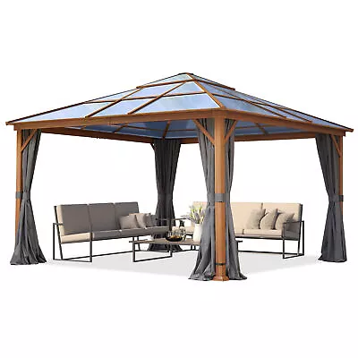 TOOLPORT 4x4 Garden Gazebo Forest Deluxe With Sidewalls And Oak Finish Loft Grey • £1800