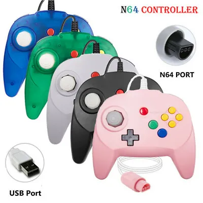 Retro Wired N64 Controller USB Gamepad Joystick For Nintendo 64 Console/ Mac Pc • $6.64