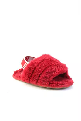 Ugg Girls Red Fuzzy Slingbacks Baby Shoes Size 8M • $34.01