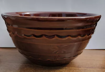 Marcrest Oven Proof StoneWare Brown Mixing Bowl USA Daisy Dot Design 8  • $15