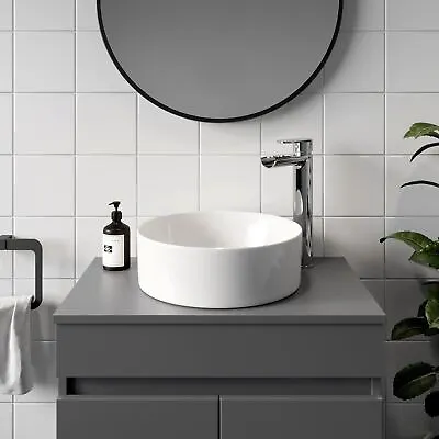 Ceramic Bathroom Vanity Wash Basin Sink Countertop Round Modern 352 X 352mm • £33.73