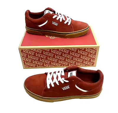 NWB Vans Seldan Lace Up Gum Sidewall Skate Sneaker  Men 10.5 Dark Red • $53.99