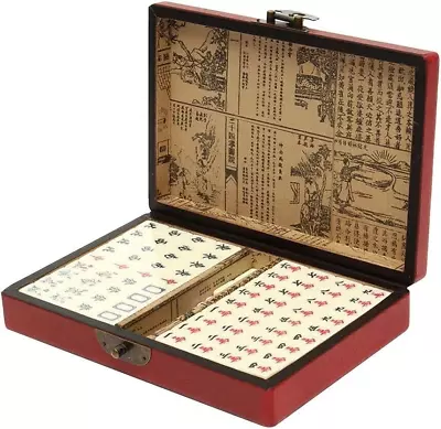 Vintage Chinese Mahjong Set Traditional 144 Tiles Mah-Jong Game Set W/ Case Box • $48.24