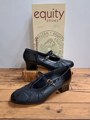 £9.99 • Buy VINTAGE BNIB Ladies EQUITY Navy Patent Mary Jane Block Heel Shoes UK5 - CG CB1