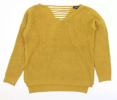 Cameo Rose Womens Yellow V-Neck Acrylic Pullover Jumper Size 10 • £5