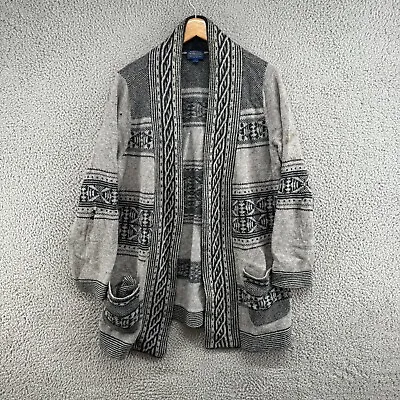 Pendleton Cardigan Mens Large Grey Wool Alpaca Nordic Geometric Shawl Sweater • $21.99