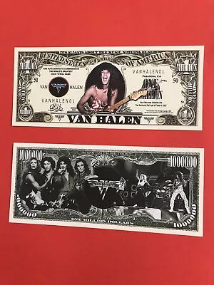 Two Van Halen One Million Dollars Doublesided Novelty Banknotes. • £1.95