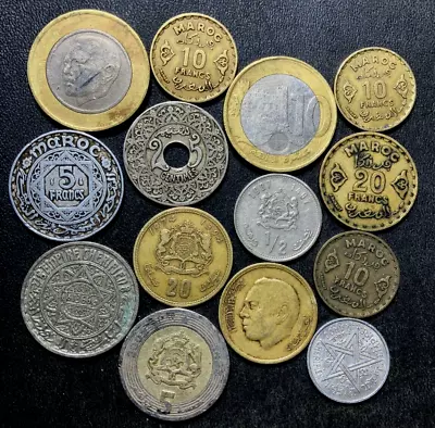 Old MOROCCO Coin Lot - 1924-PRESENT - 14 Excellent Vintage Coins - Lot #A23 • $0.99