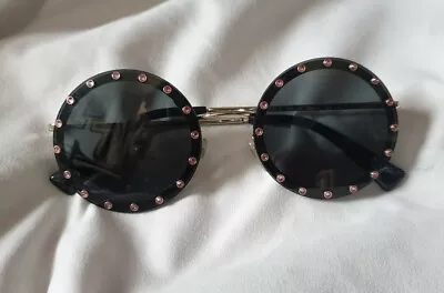 VALENTINO Sunglasses - Round Pink Diamante Accents - Model VA 2010-B • £70