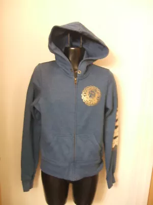 Victoria's Secret University Of PINK Sweatshirt Hoodie Blue Gold Small Full Zip  • $15