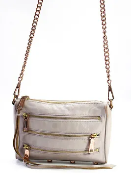 Rebecca Minkoff Womens Leather Zippered Crossbody Handbag Lilac Gold Tone Small • $44.41