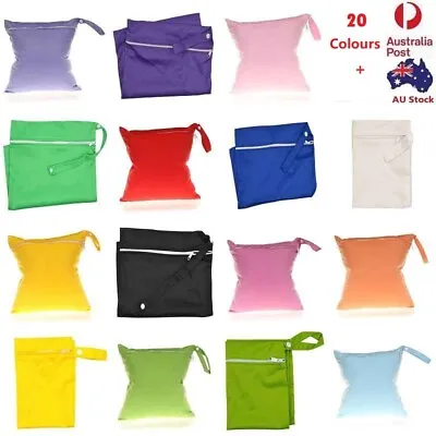 New Reusable Solid Colour Diaper Nappy Bag Wet Bag Dry Bags Swimmer Zipper Tote • $4.98