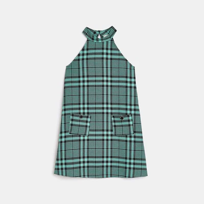 £7 • Buy River Island Kids Girls Shift Dress Turquoise Halter Neck Sleeveless Checked