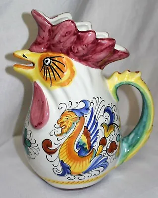 Deruta Italy Raffaellesco HandPainted Majolica Rooster/Dragon Pitcher-3 Cup8.5  • $22.97