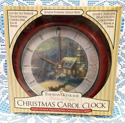 VTG Thomas Kinkade SUNDAY EVENING SLEIGH RIDE Clock 12 CHRISTMAS CAROL See Video • $12