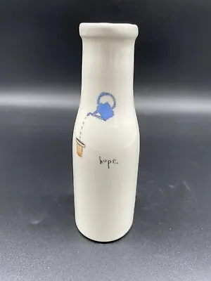 Ceramic White Milk Bottle Vase Beth Mueller Watering Can “Hope” 6.5” Tall • $22